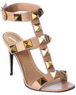 Valentino Roman Stud 100 Leather Ankle Strap Sandal Women