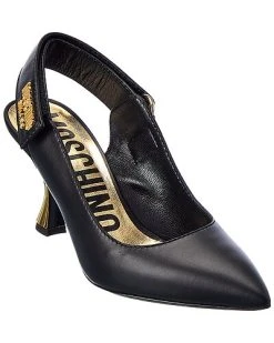 MOSCHINO Logo Leather Slingback Pump Women