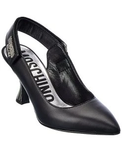 MOSCHINO Logo Leather Slingback Pump Women