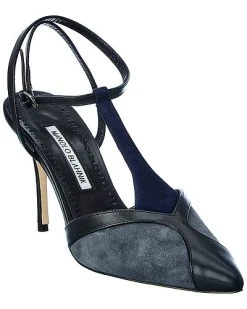 Manolo Blahnik Catillo 90 Suede & Leather Pump Women