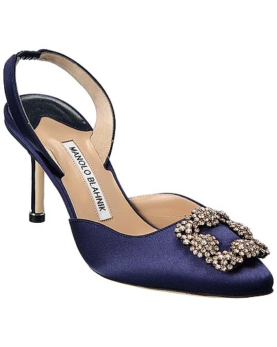 Manolo Blahnik Hangisisli 70 Satin Slingback Pump Women 3 Manolo Blahnik Hangisisli 70 Satin Slingback Pump Women