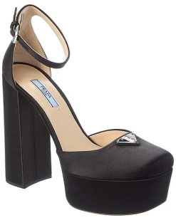 Prada Logo Satin Platform Pump Women