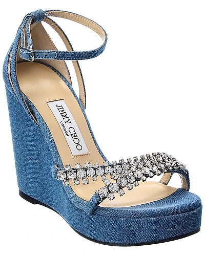 Jimmy Choo Bing 120 Denim Wedge Sandal Women 3 Jimmy Choo Bing 120 Denim Wedge Sandal Women