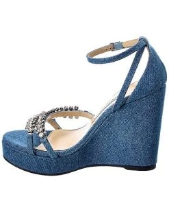Jimmy Choo Bing 120 Denim Wedge Sandal Women 8 Jimmy Choo Bing 120 Denim Wedge Sandal Women -Valentino shop 1313538520 RLLD 2