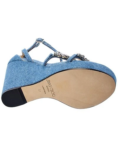 Jimmy Choo Bing 120 Denim Wedge Sandal Women 6 Jimmy Choo Bing 120 Denim Wedge Sandal Women - Image 4