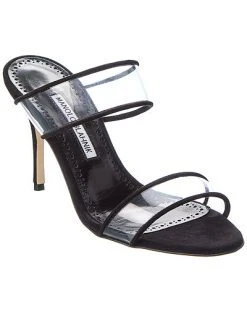 Manolo Blahnik Invymu 90 Vinyl & Suede Sandal Women