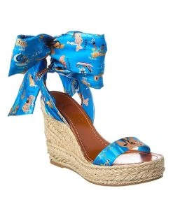 Christian Louboutin Monica Du Desert 110 Satin Wedge Sandal Women