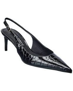 Dolce & Gabbana Croc-Embossed Patent Slingback Pump Women