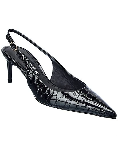 Dolce & Gabbana Croc-Embossed Patent Slingback Pump Women 3 Dolce & Gabbana Croc-Embossed Patent Slingback Pump Women