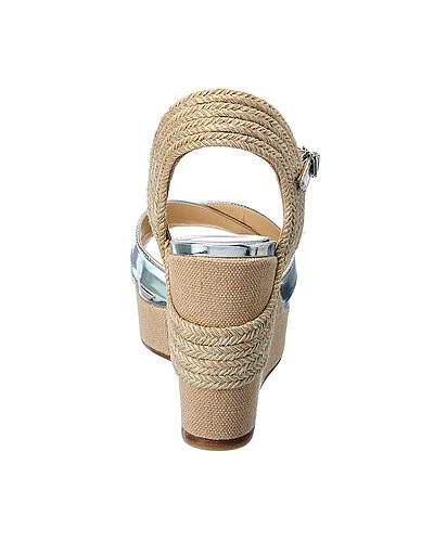 Jimmy Choo Dellena 100 Leather & Linen Wedge Sandal Women 5 Jimmy Choo Dellena 100 Leather & Linen Wedge Sandal Women - Image 3