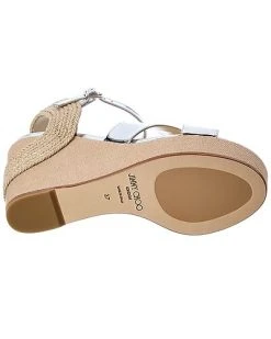 Jimmy Choo Dellena 100 Leather & Linen Wedge Sandal Women 10 Jimmy Choo Dellena 100 Leather & Linen Wedge Sandal Women -Valentino shop 1313549692 RLLD 4