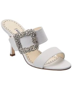 Manolo Blahnik Gable Jewel 90 Silk Sandal Women