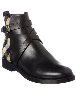 Burberry House Check Canvas & Leather Bootie Women