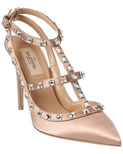 Valentino Rockstud Caged 100 Satin Pump Women