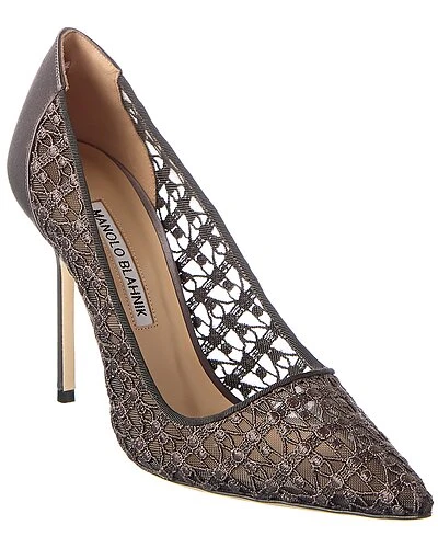 Manolo Blahnik LA 105 Lace & Satin Pump Women 3 Manolo Blahnik LA 105 Lace & Satin Pump Women