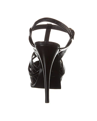 Saint Laurent Tribute 105 Croc-Embossed Leather Platform Sandal Women 5 Saint Laurent Tribute 105 Croc-Embossed Leather Platform Sandal Women - Image 3