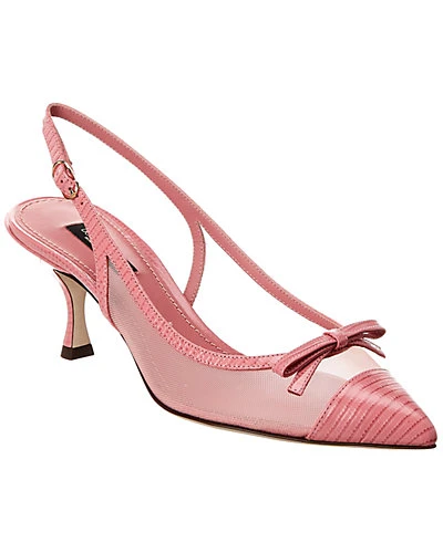 Dolce & Gabbana Leather & Mesh Slingback Pump Women 3 Dolce & Gabbana Leather & Mesh Slingback Pump Women