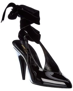 Saint Laurent Venus 95 Patent & Velvet Pump Women