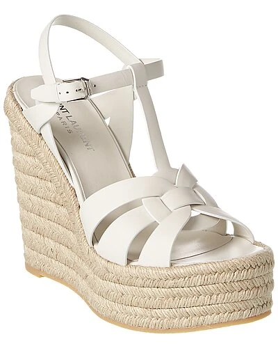 Saint Laurent Tribute 85 Leather Espadrille Wedge Sandal Women 3 Saint Laurent Tribute 85 Leather Espadrille Wedge Sandal Women