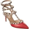 Valentino Rockstud Caged 65 Leather Ankle Strap Pump Women