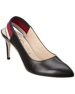 Gucci Sylvie Web Leather Slingback Pump Women
