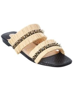 Christian Louboutin Marivodou Raffia & Leather Sandal Women