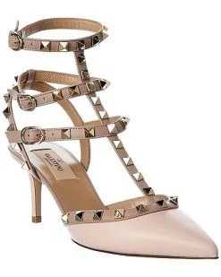 Valentino Rockstud Caged 65 Leather Ankle Strap Pump Women