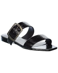 Saint Laurent Oak Embossed Leather Sandal Women